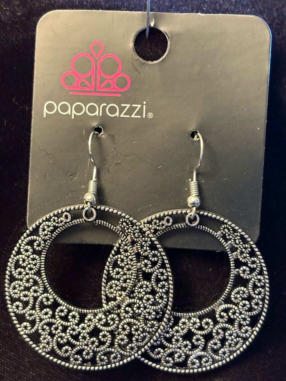 paparazzi Antique Silver Filigree Round Drop Earrings